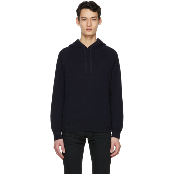 Tom Ford Navy Cashmere Seamless Hoodie