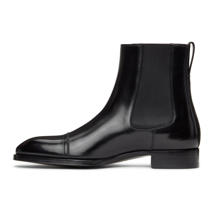 Tom Ford Edgar Cap-toe Polished-leather Chelsea Boots In Ner Black ...