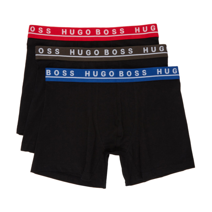 Boss Three-Pack Black and Multicolor Boxer Briefs