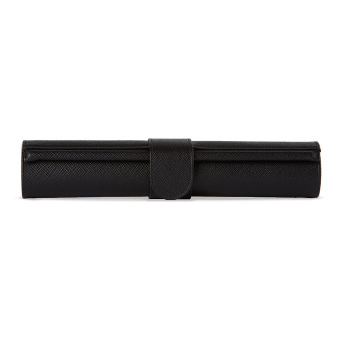 Smythson Black Panama Travel Backgammon Roll