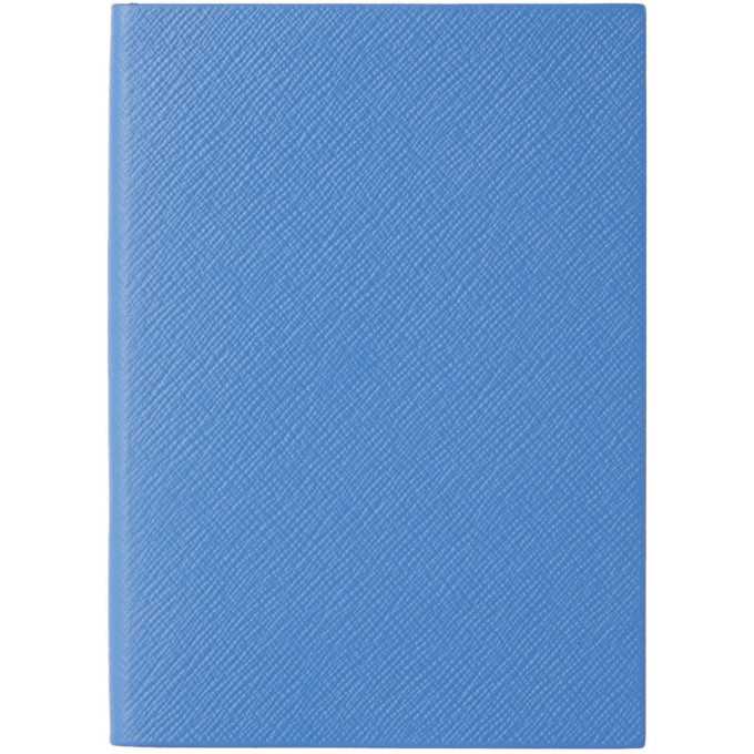 Smythson Blue Leather Soho Notebook