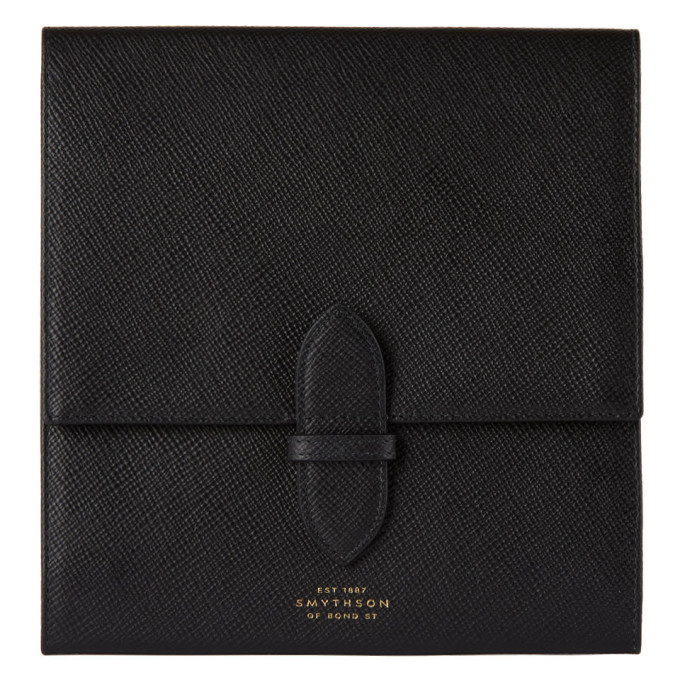 Smythson Black Panama Travel Checkers Board