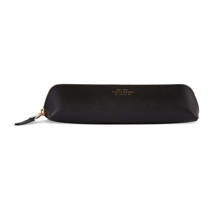 Smythson Black Panama Pencil Case