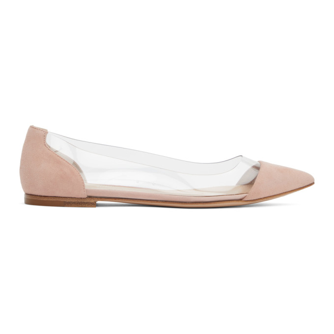 Gianvito Rossi Pink Suede Plexi Ballerina Flats