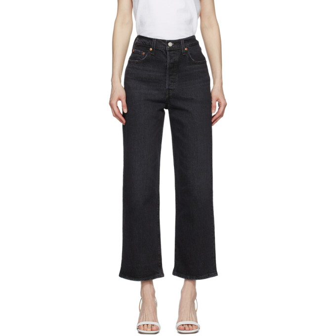 Levis Black Ribcage Straight Ankle Jeans
