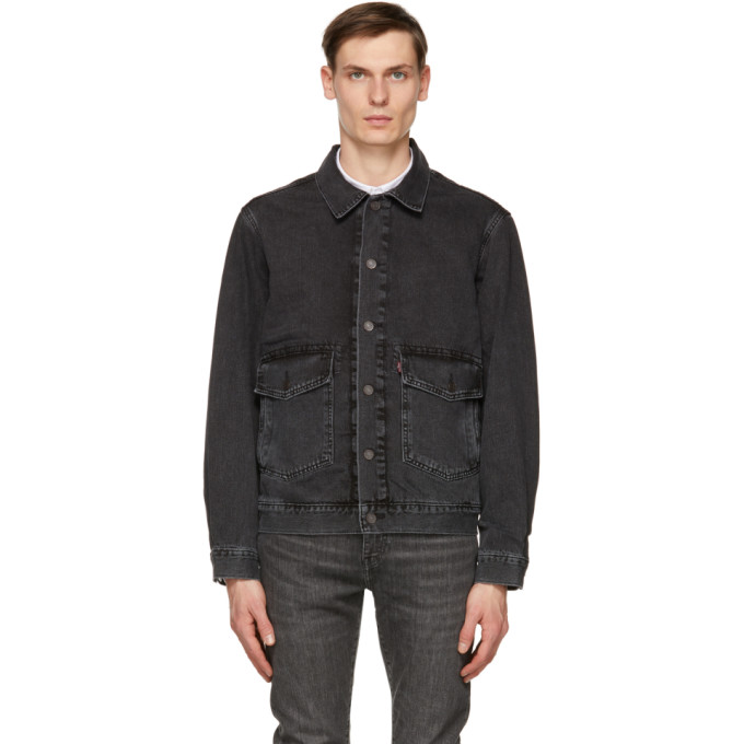 Levis Black Denim At Work Trucker Jacket