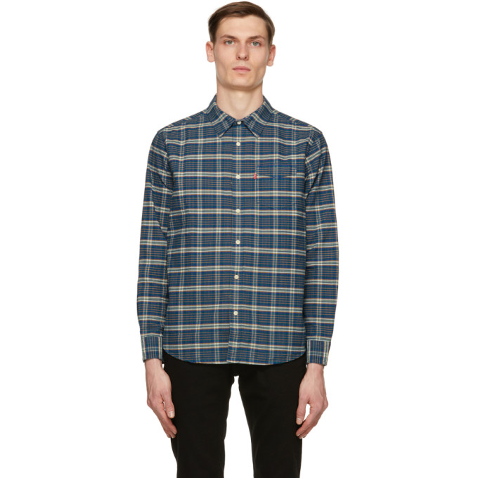 Levis Navy Plaid Sunset One Pocket Shirt