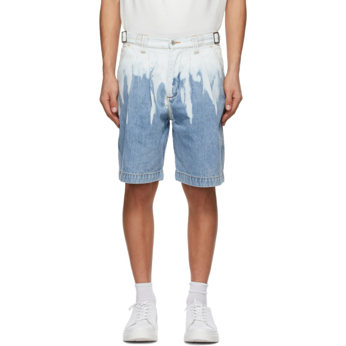 Feng Chen Wang Blue Denim Acid Wash Shorts