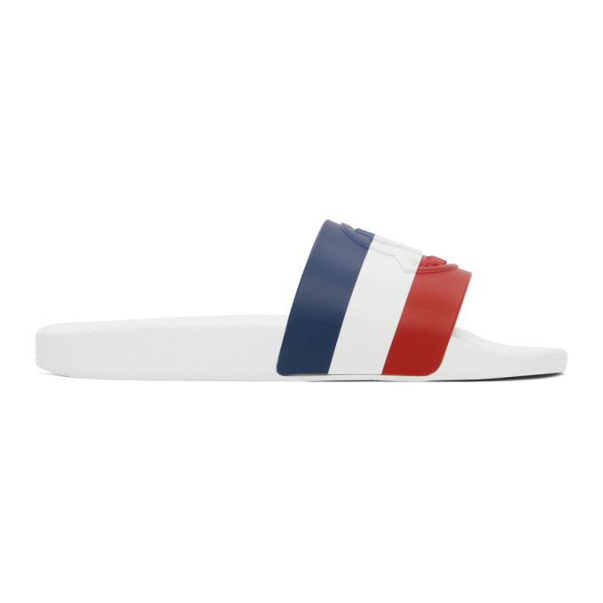 Moncler White Basile Slides