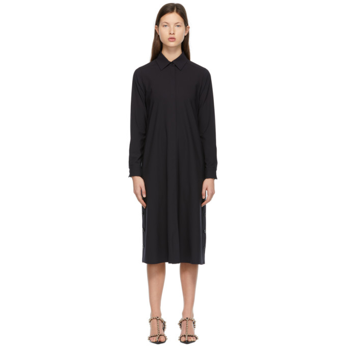 Max Mara Navy Wool Jerzu Shirt Dress In 010 Navyblu