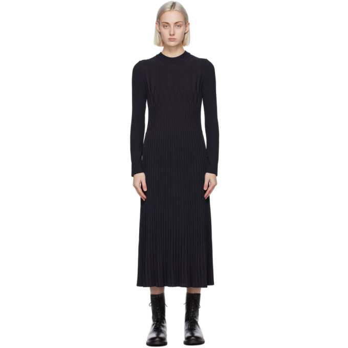 Max Mara Navy Nausica Mid-Length Dress