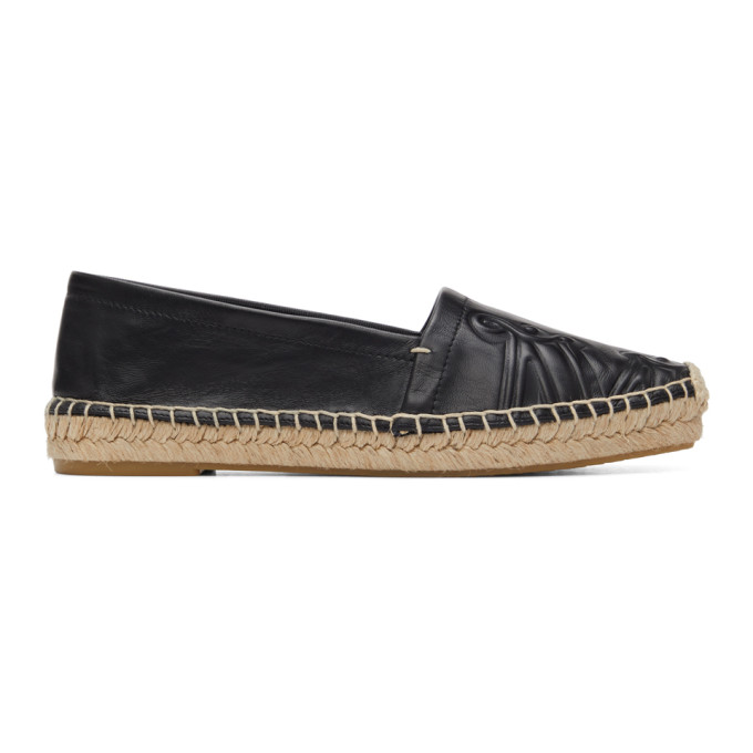 Max Mara Black Leather And Raphia Espadrilles In Bleck