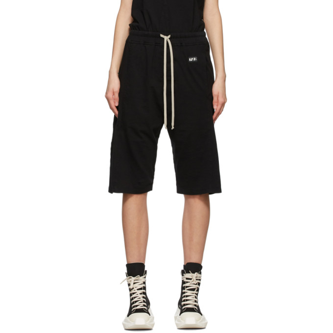 Rick Owens Drkshdw Black Long Pusher Shorts