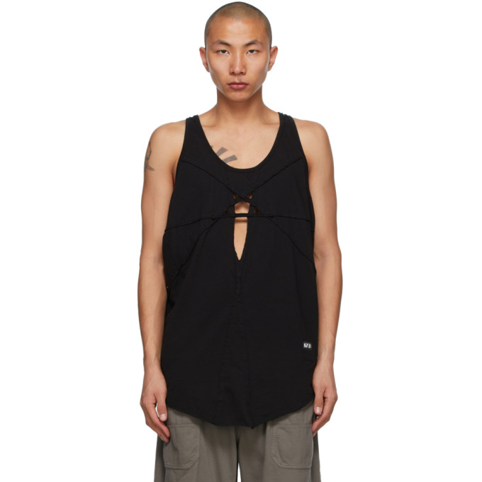 Rick Owens Drkshdw Black Cut-Out Level Tank Top