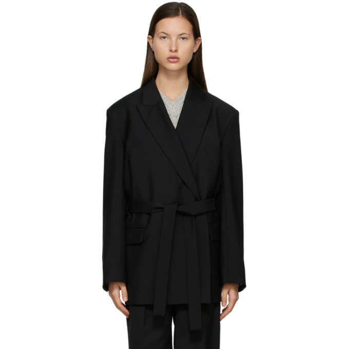 Acne Studios Black Double-Breasted Belted Blazer