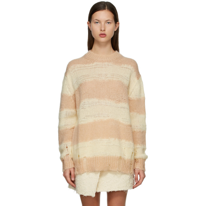 Acne Studios Yellow and Beige Block Stripe Sweater