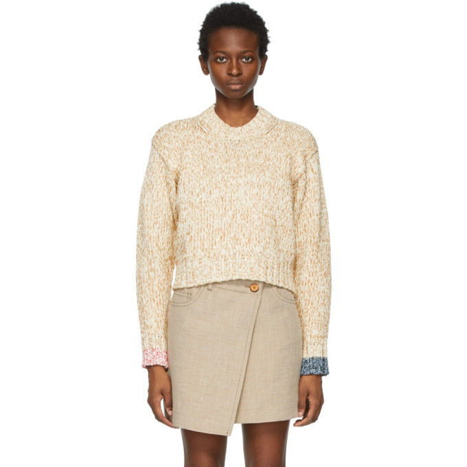 Acne Studios Off-White and Tan Spongy Knit Sweater