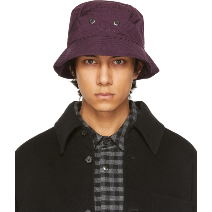 Acne Studios Purple Nylon Bucket Hat