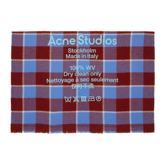 Acne Studios Red and Blue Wool Oversized Scarf