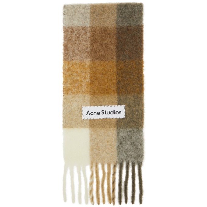 Oversized Scarf Beige, Light Brown and Off-White Wool and Mohair Blend