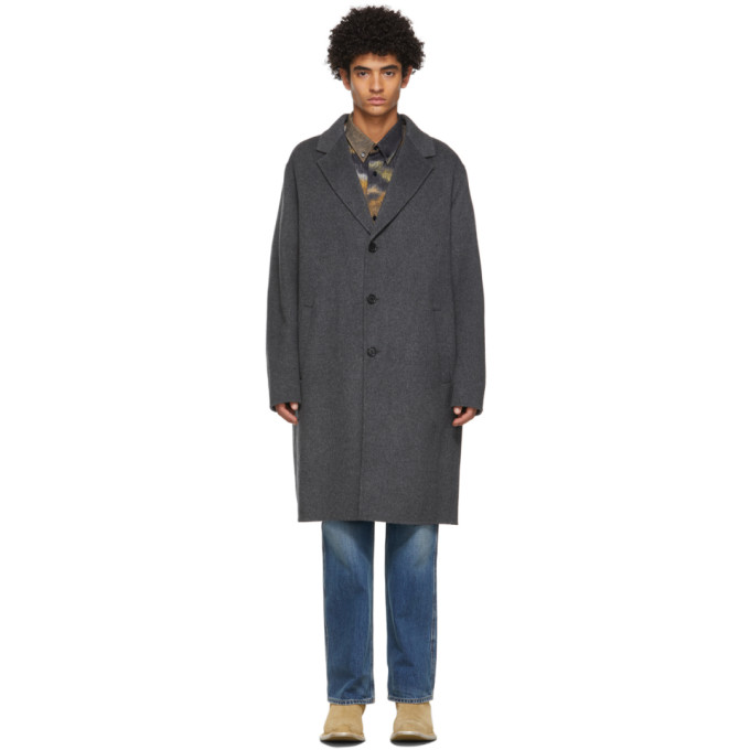 Acne Studios Grey Wool Double Face Coat