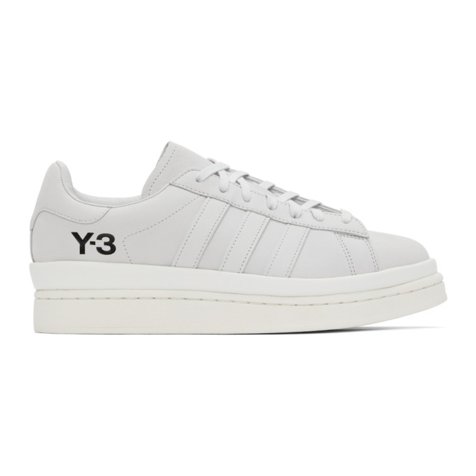 Click to view more detailed imagery on our partner's website Y-3 Hicho Leather & Synthetic Sneakers In Grey/white