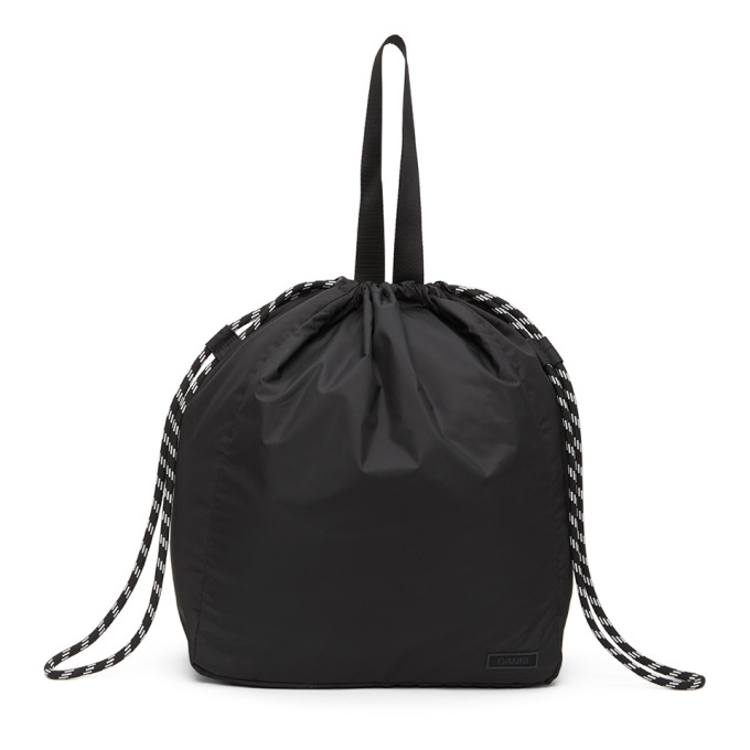 GANNI Black Recycled Tech Drawstring Tote