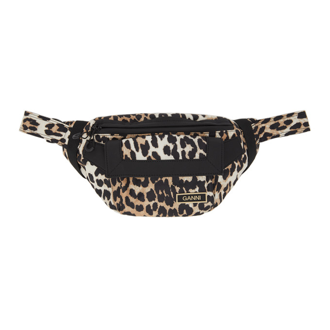 GANNI Brown Leopard Recycled Tech Bum Bag