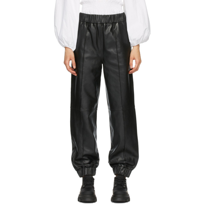 GANNI Black Lambskin Pants