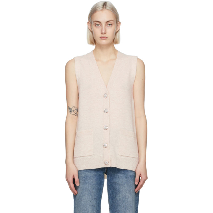 GANNI Beige Cashmere Knit Vest