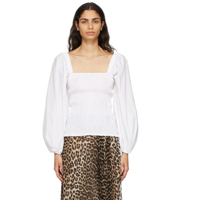 GANNI White Smock Blouse