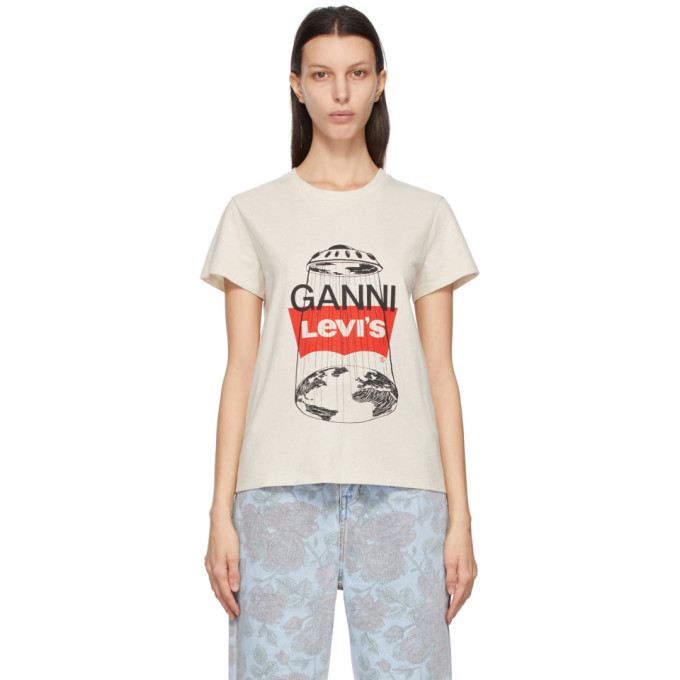 GANNI OFF-WHITE LEVI'S EDITION LOGO T-SHIRT