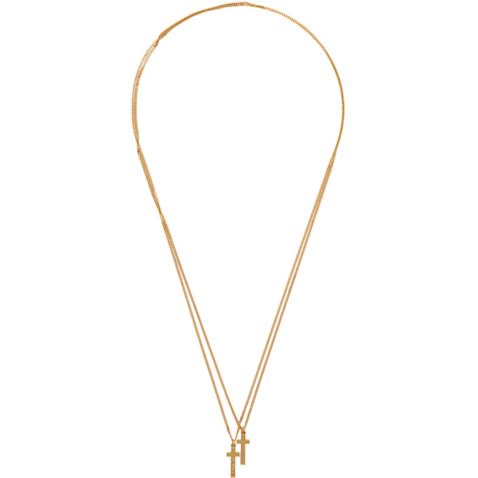 Dsquared2 Gold Double Cross Necklace