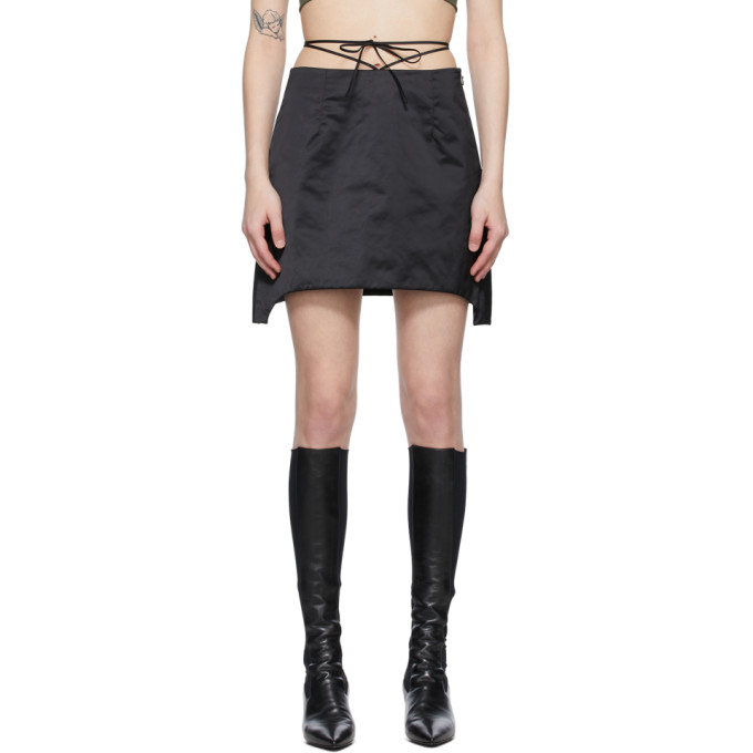 Helmut Lang Black Satin Miniskirt