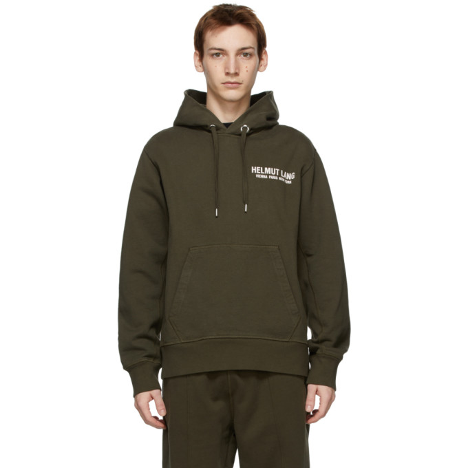 Helmut Lang Khaki Sleeve Strap Hoodie