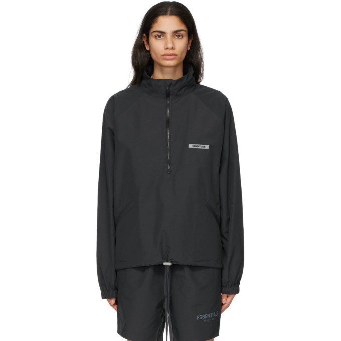 Essentials Black Half-Zip Track Jacket