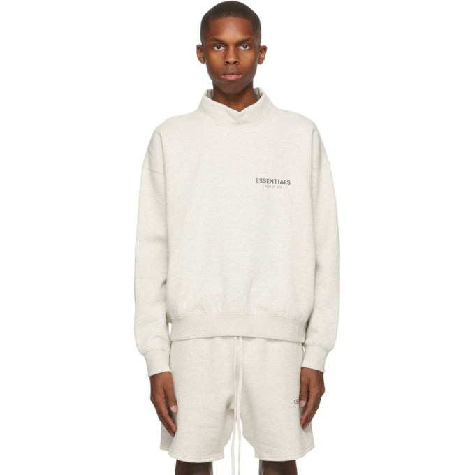 Essentials Off-White Mock Neck Pullover Sweatshirt