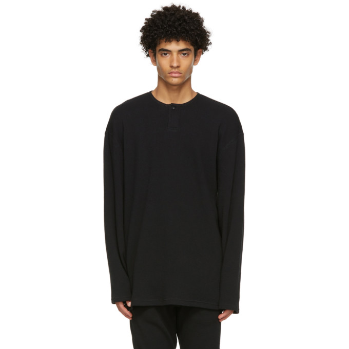 Essentials Black Thermal Henley