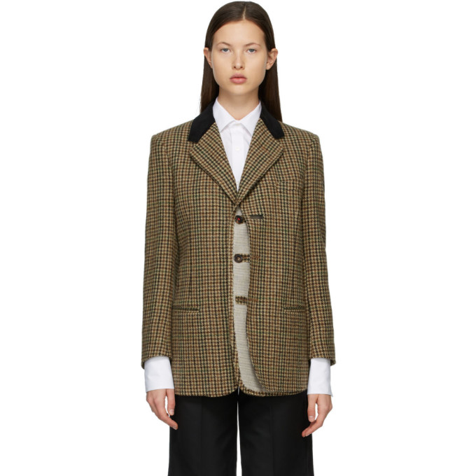 Maison Margiela Brown Check Deconstructed Blazer