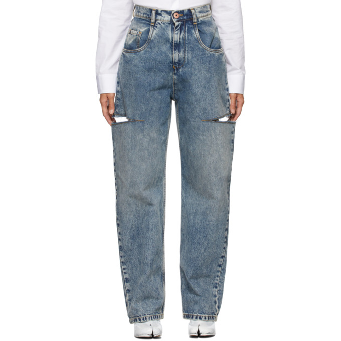 Maison Margiela Blue Thigh Slit Jeans