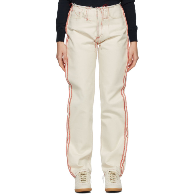 Maison Margiela Off-White Red Stitches Jeans