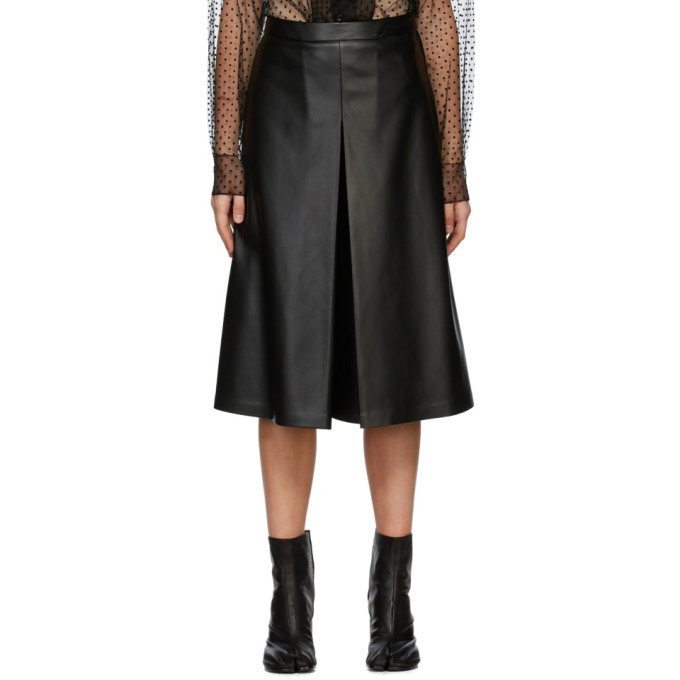 Maison Margiela Black Faux-Leather Pleat Shorts