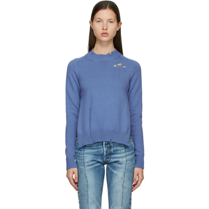 Maison Margiela Blue Knit Destroyed Sweater