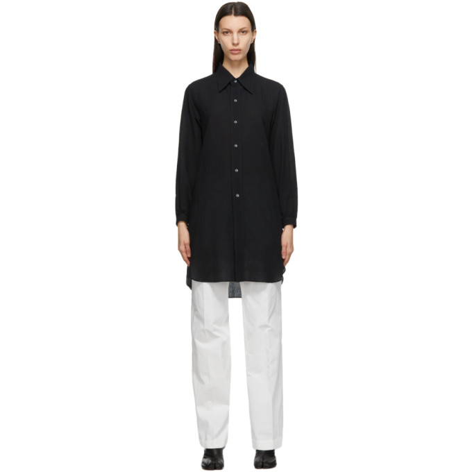 Maison Margiela Black Oversized Embroidered 'm' Shirt In 900 Black