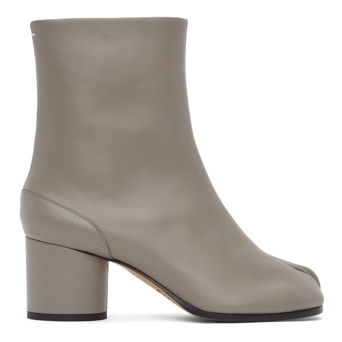 Maison Margiela Ssense Exclusive Grey Mid Heel Tabi Boots In T8135 Smoke