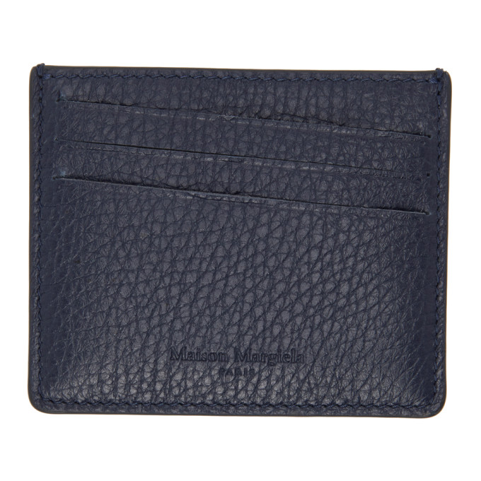 Maison Margiela Navy Deerskin Card Holder In T6067 Indigo