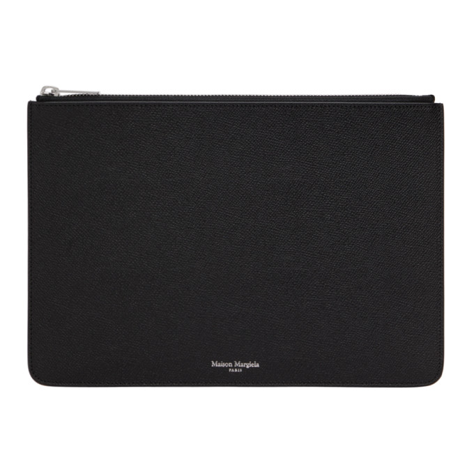 Maison Margiela Black Grained Leather Pouch