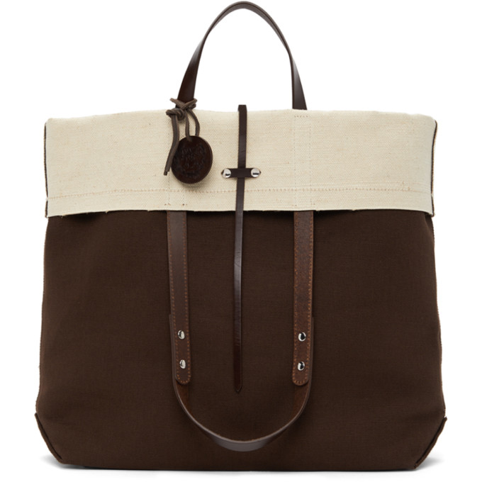 Maison Margiela Off-White and Brown Canvas Shopping Tote