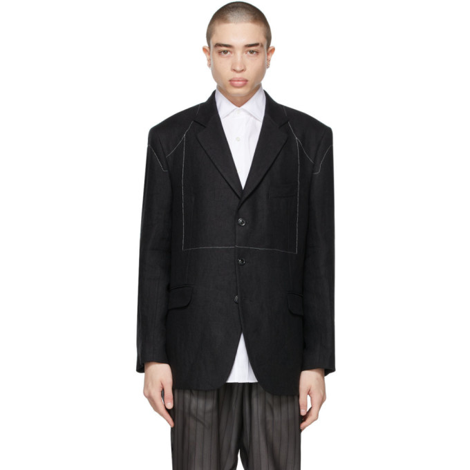 MAISON MARGIELA BLACK LINEN BLAZER