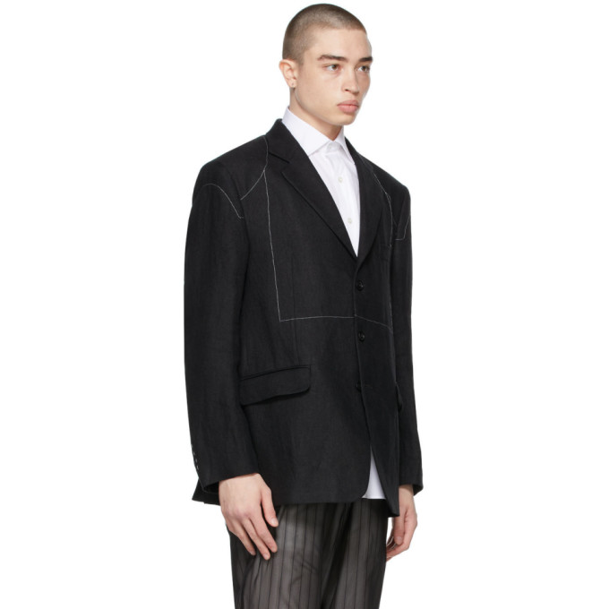 MAISON MARGIELA BLACK LINEN BLAZER